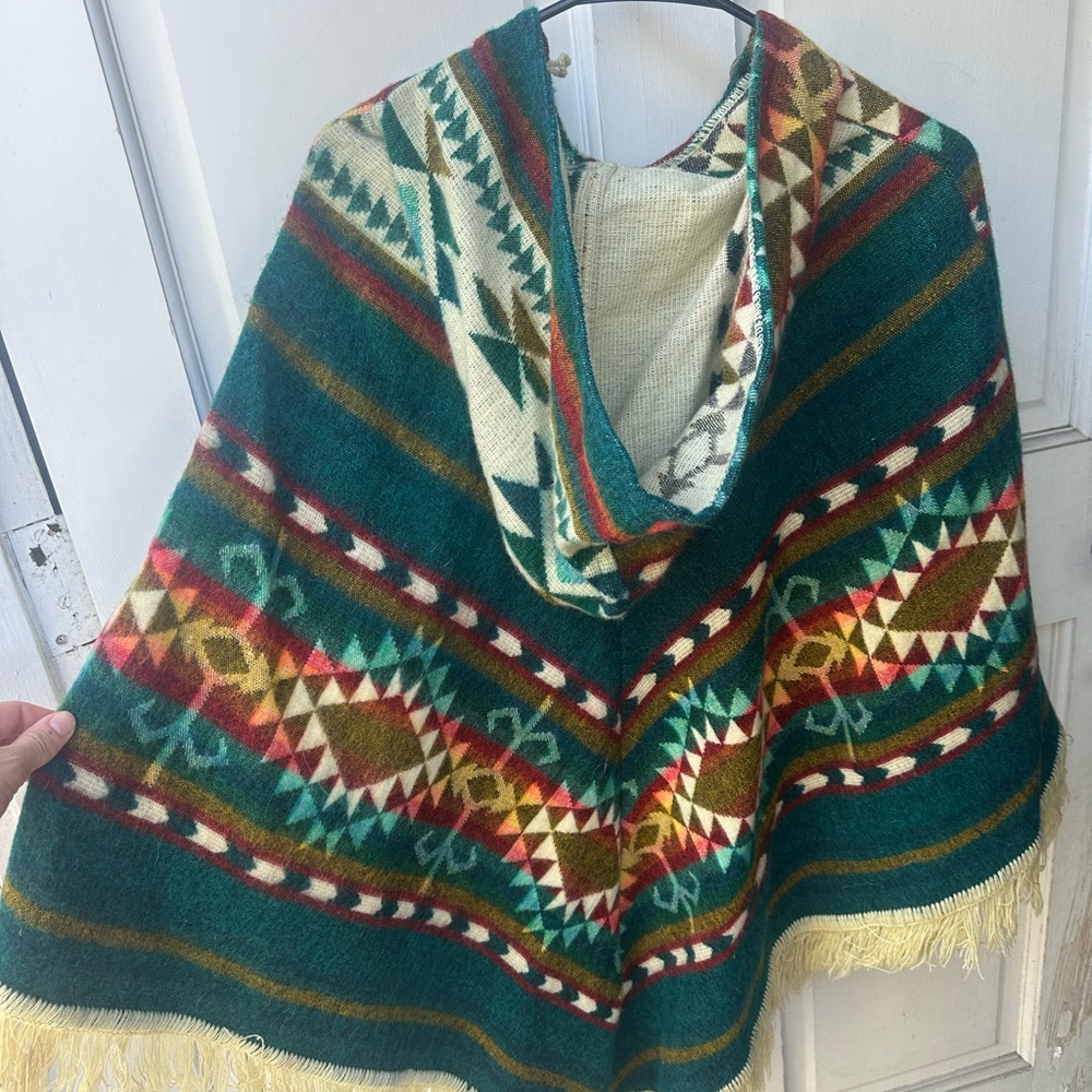 Colorful Geometric Pattern Poncho - Picture 2 of 3